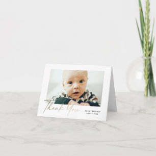 Petite Elegant Gold Script Baby Foto Dankeskarte