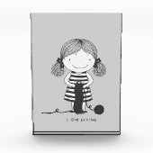 Petite Fille Adorable qui Tricote I Love Knitting Fotoblock (Vorderseite)