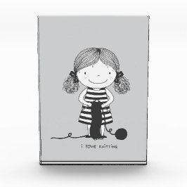 Petite Fille Adorable qui Tricote I Love Knitting Fotoblock