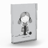 Petite Fille Adorable qui Tricote I Love Knitting Fotoblock (Links)