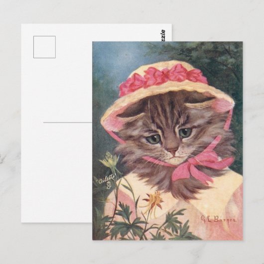 Petite fille Chat Postkarte (Vorne/Hinten)