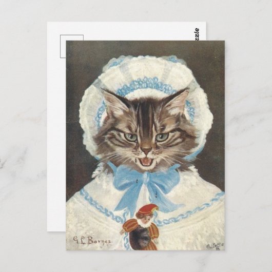 Petite fille plele Chat Postkarte (Vorne/Hinten)