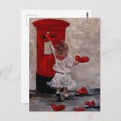 Petite fille postant des coeurs postkarte (Vorne/Hinten)
