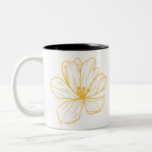 Petite fleur jaune - Kook Art Zweifarbige Tasse (Links)