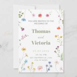 Petite Floral Watercolor Einladung zur Hochzeit