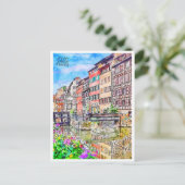 Petite France Vintage Reise Wasserfarbe Postkarte (Stehend Vorderseite)