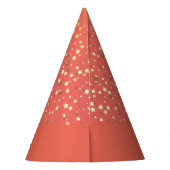 Petite Golden Stars Happy New Year Hat-Coral Partyhütchen (Rückseite)