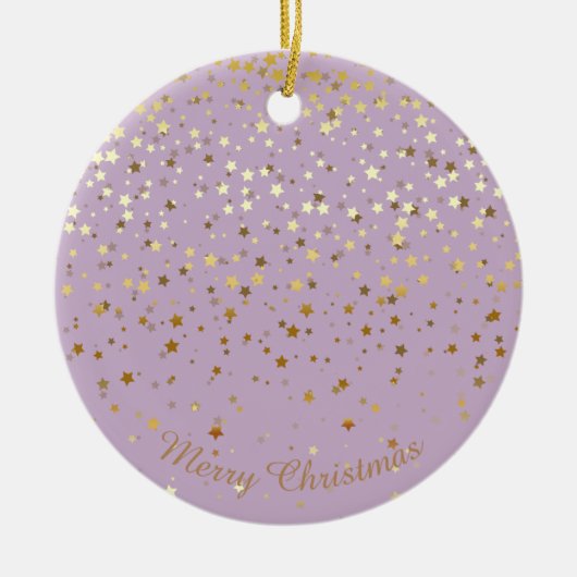 Petite Golden Stars Weihnachtsfeier Keramikornament (Vorne)