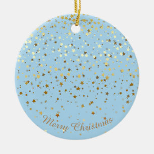 Petite Golden Stars Weihnachtsschmuck-Blau Keramikornament