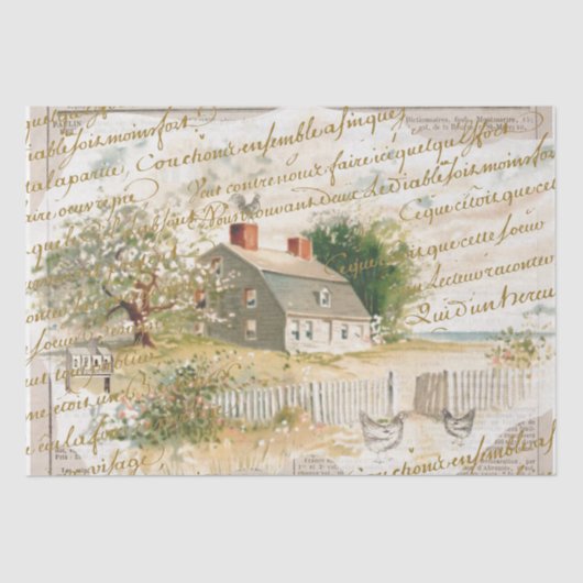 Petite Maison de Plage French Script Decoupage Seidenpapier (Vorderseite)