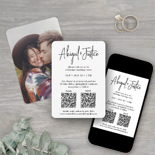 Petite Minimal Script All-in-One QR Foto Wedding Einladung