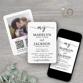 Petite Monogram QR Code All-in-One Foto Wedding Einladung