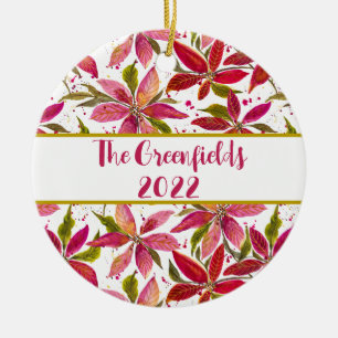 Petite Poinsettias Maßgeschneiderte Keramik Ornament