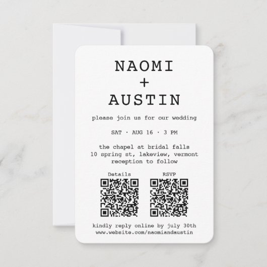 Petite-Schreibmaschine All-in-One QR-Code-Foto Hoc Einladung (Vorderseite)