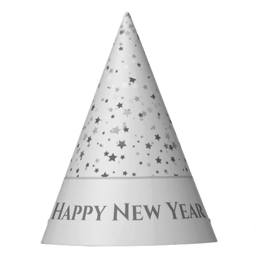 Petite Silver Stars Happy New Year Party Hat Partyhütchen (Vorderseite)