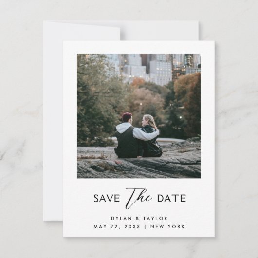 Petite Simple Modern Mixed Schriftart Gerahmt 2 Fo Save The Date (Vorderseite)