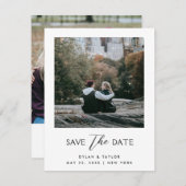 Petite Simple Modern Mixed Schriftart Gerahmt 2 Fo Save The Date (Vorne/Hinten)