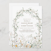 Petite Wildblume Arch Wedding Einladung (Vorne/Hinten)