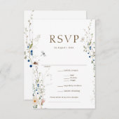 Petite Wildblume Hochzeitsmenü UAWG RSVP Karte (Vorne/Hinten)