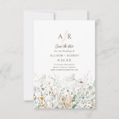 Petite Wildblume Monogram Save the Date (Vorderseite)