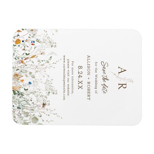 Petite Wildblume Monogram Save the Date Magnet (Horizontal)