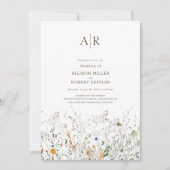 Petite Wildblume Monogram Wedding Einladung (Vorderseite)