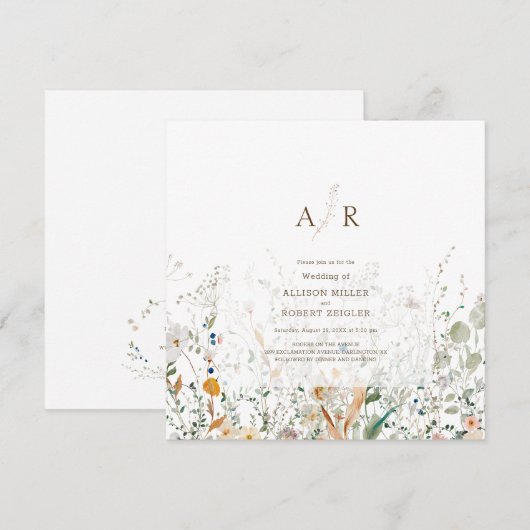 Petite Wildblume Wedding Einladung (Vorne/Hinten)