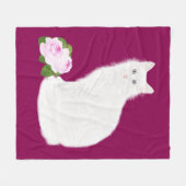 PetitRose "weiße Katze", Fleece-Decke Fleecedecke (Vorderseite (Horizontal))