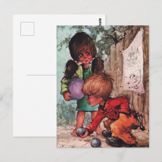 Petits Poulbots pétanque Postkarte (Vorne/Hinten)