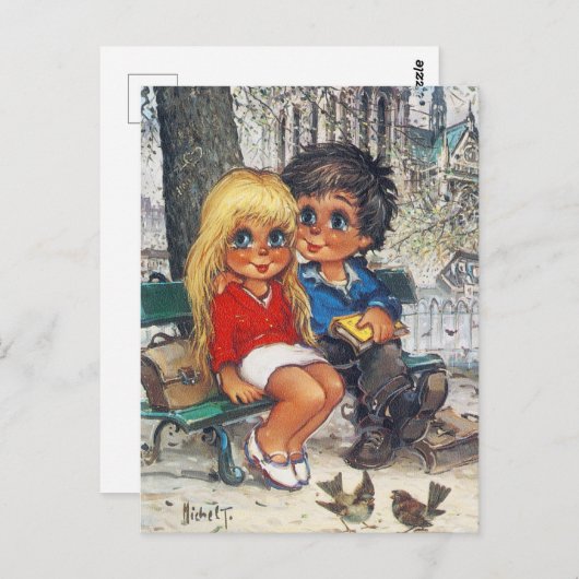 Petits Poulbots sur un banc Postkarte (Vorne/Hinten)