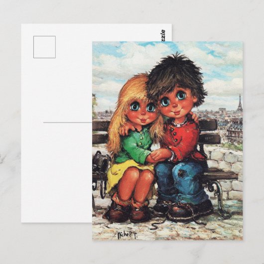 Petits Poulbots sur un banc Postkarte (Vorne/Hinten)