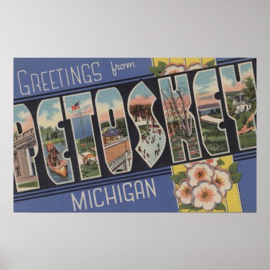 Petoskey, Michigan - Große Buchstabenszenen Poster (Vorne)