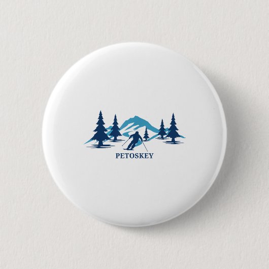Petoskey Michigan Ski Resort Skifahrer _1 Button (Vorderseite)