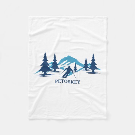 Petoskey Michigan Ski Resort Skifahrer _1 Fleecedecke (Vorderseite)