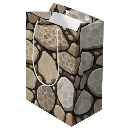 Petoskey Stone Abstrakt Mittlere Geschenktüte (Rückseite Schrägansicht)