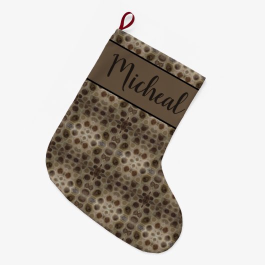 Petoskey Stone Großer Weihnachtsstrumpf (Vorderansicht (hängend))