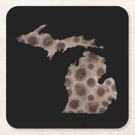 Petoskey Stone michigan Staat steinfossil Rechteckiger Pappuntersetzer
