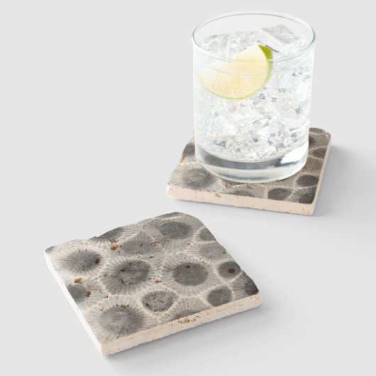 Petoskey Stone Pattern Steinuntersetzer (Seitenansicht)