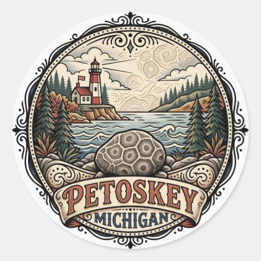 Petoskey USA Runder Aufkleber (Vorderseite)