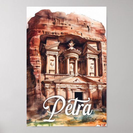 Petra Jordan Aquarellmalerei Reisen Poster (Vorne)