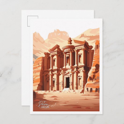 Petra Jordan Art Vintage Reise Illustration Postkarte (Vorne/Hinten)