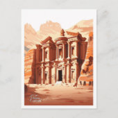 Petra Jordan Art Vintage Reise Illustration Postkarte (Vorderseite)