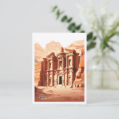 Petra Jordan Art Vintage Reise Illustration Postkarte (Stehend Vorderseite)