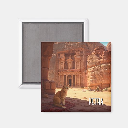 Petra Jordan Cat Travel Magnet (Vorderseite/Rückseite)