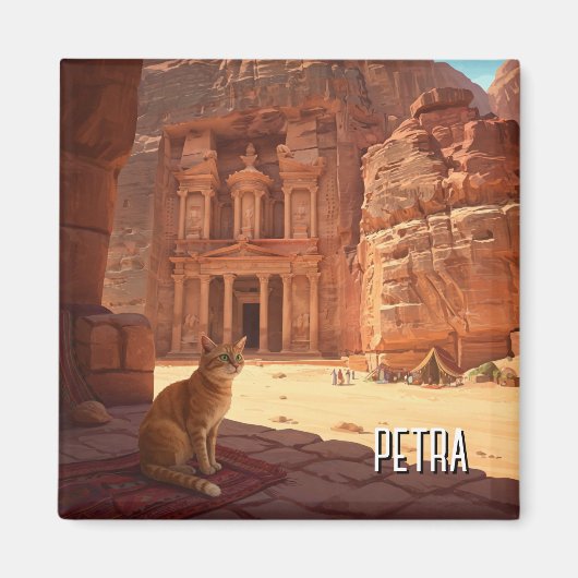 Petra Jordan Cat Travel Magnet (Vorne)