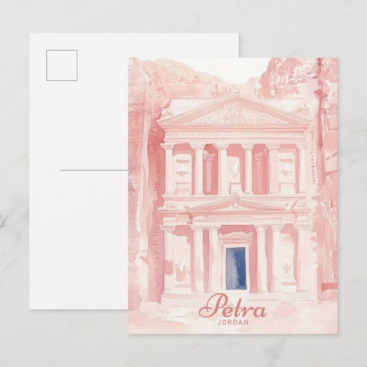 Petra Jordan Gouache Paint Illustration Travel Postkarte (Vorne/Hinten)