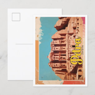 Petra Jordan Pop Art Travel Illustration Postkarte