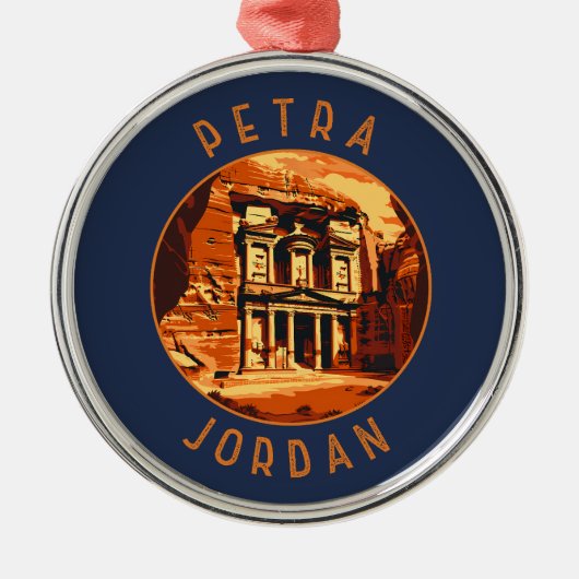 Petra Jordan Retro Distressed Circle Ornament Aus Metall (Vorne)