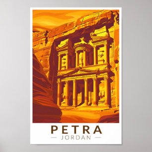 Petra Jordan Sunset Travel Art Vintag Poster