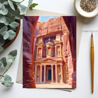 Petra Jordan Travel Painting Postkarte